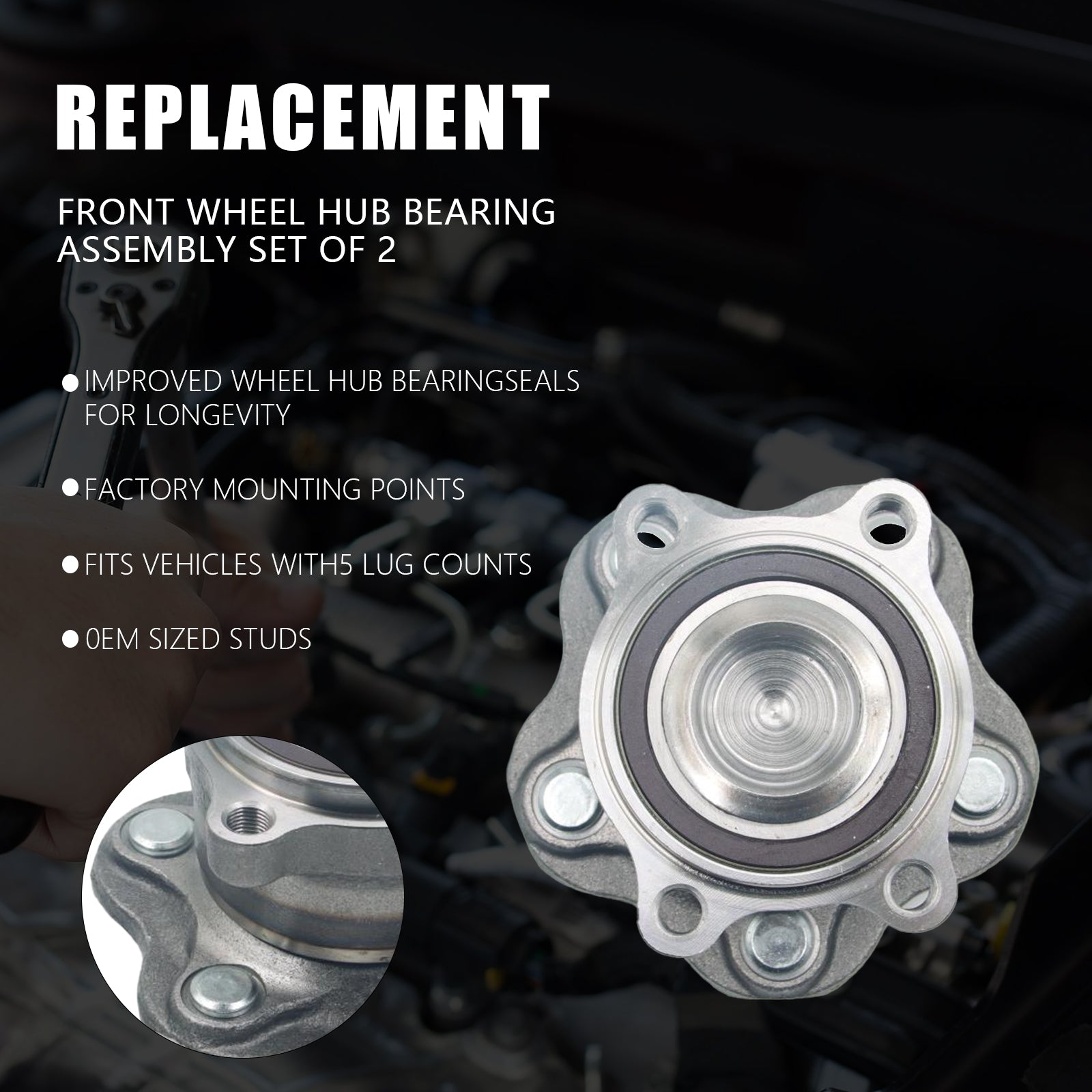 2x Rear Wheel Hub Bearings for 2007-2018 Nissan Altima Murano Pathfinder