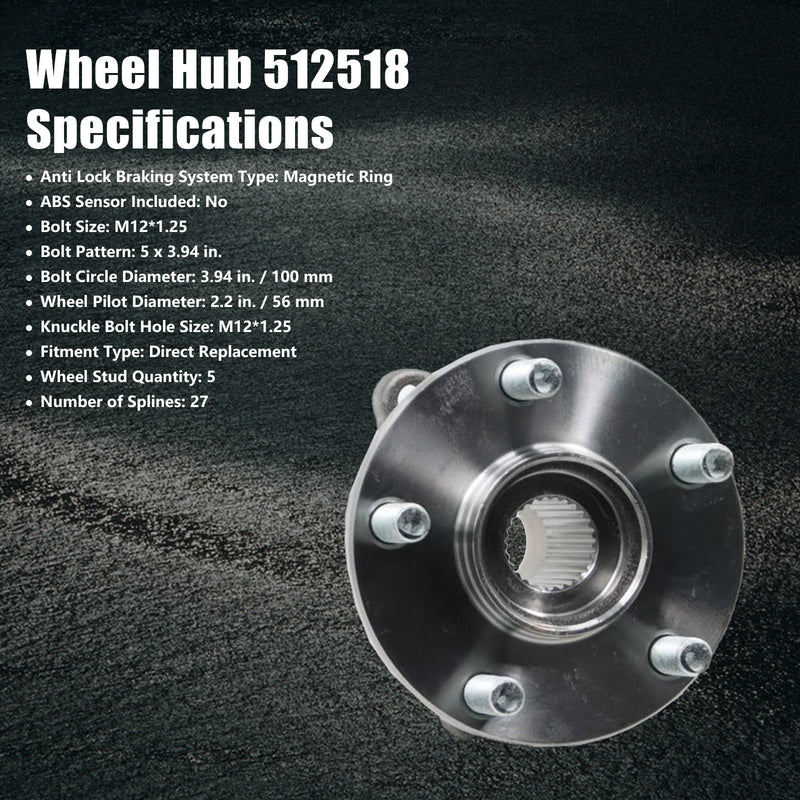 2x Rear Wheel Hub Assembly for Subaru XV 2012-2020