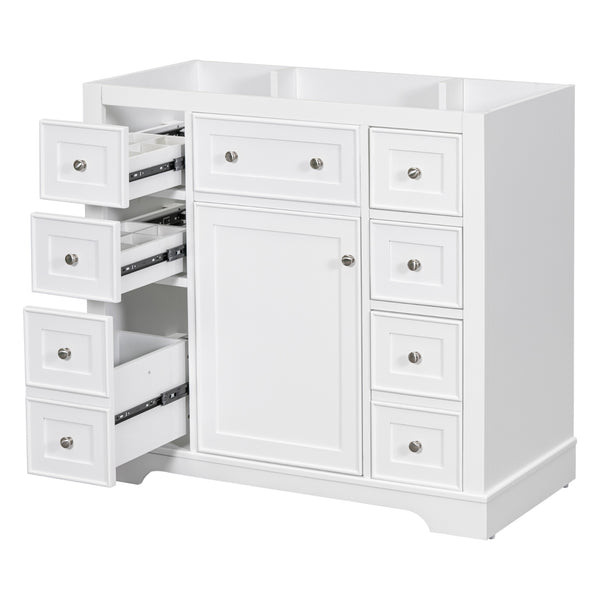 36 Inch Bathroom Vanity Base with Drawers, White