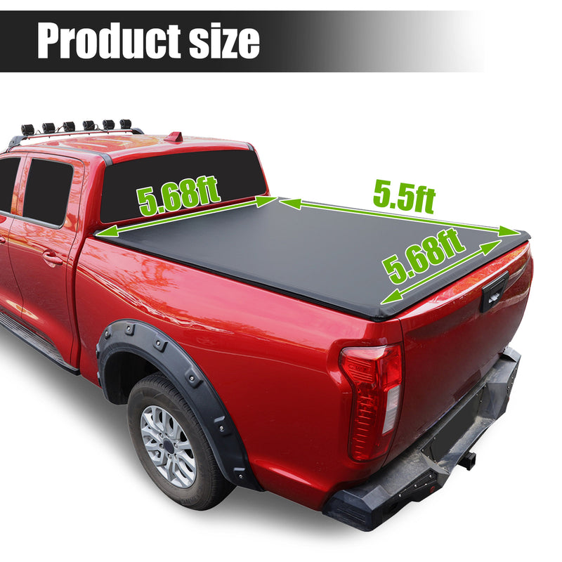 5.5FT Soft Roll Up Tonneau Cover for 2009-2024 Ford F150 Bed
