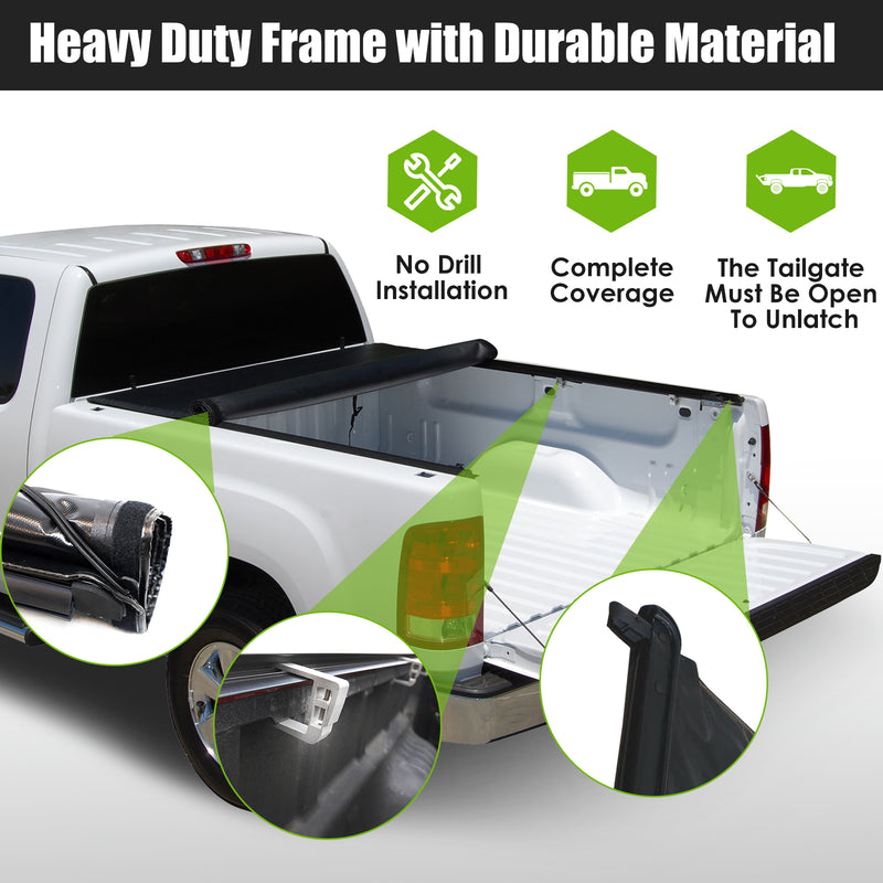 5.5FT Soft Roll Up Tonneau Cover for 2009-2024 Ford F150 Bed