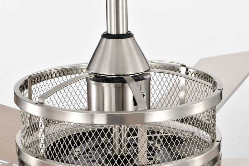 52" Ceiling Fan with Light & Crystal Shade, Nickel