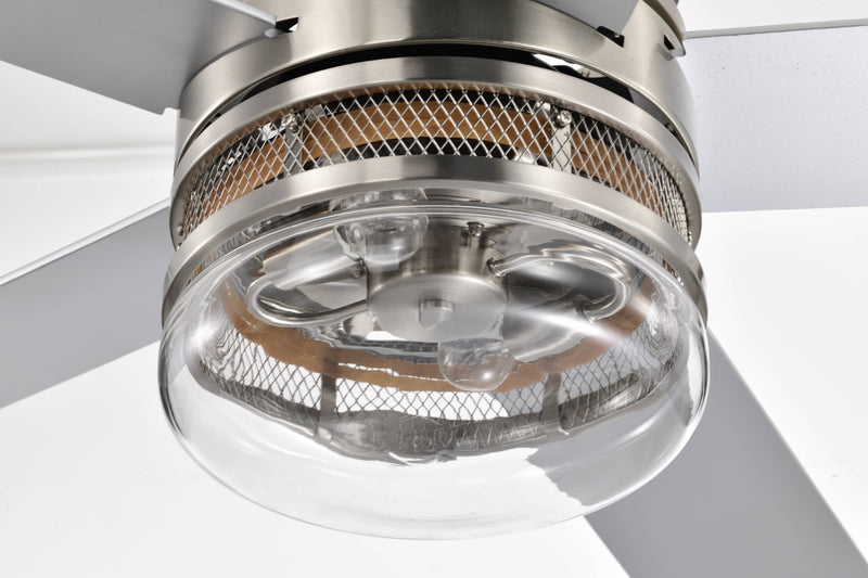 52" Ceiling Fan with Light & Crystal Shade, Nickel