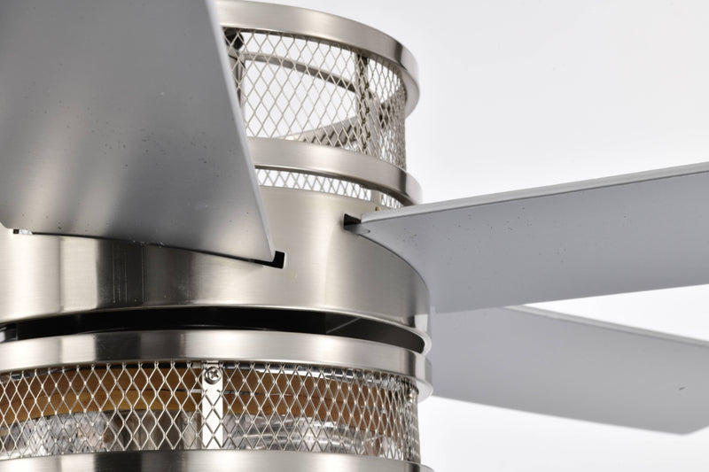 52" Ceiling Fan with Light & Crystal Shade, Nickel