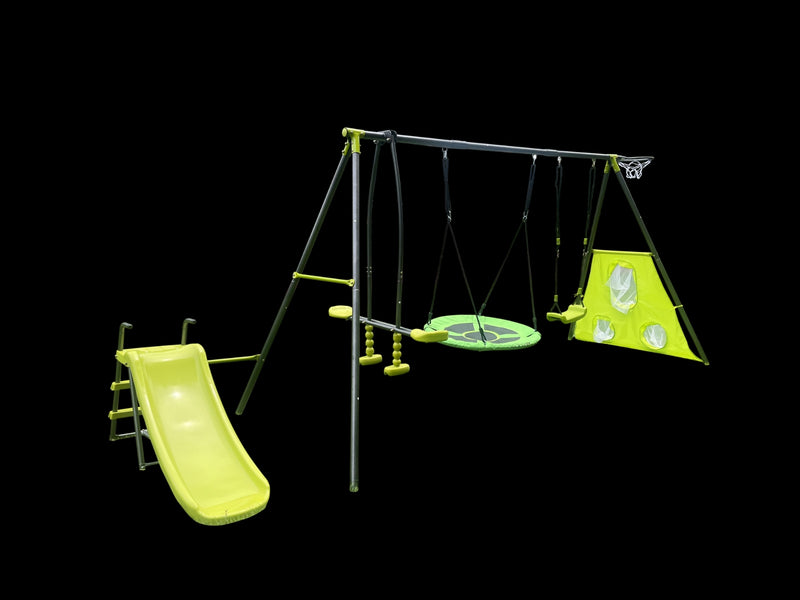 6-in-1 Outdoor Swing Set for Kids with Net Swing