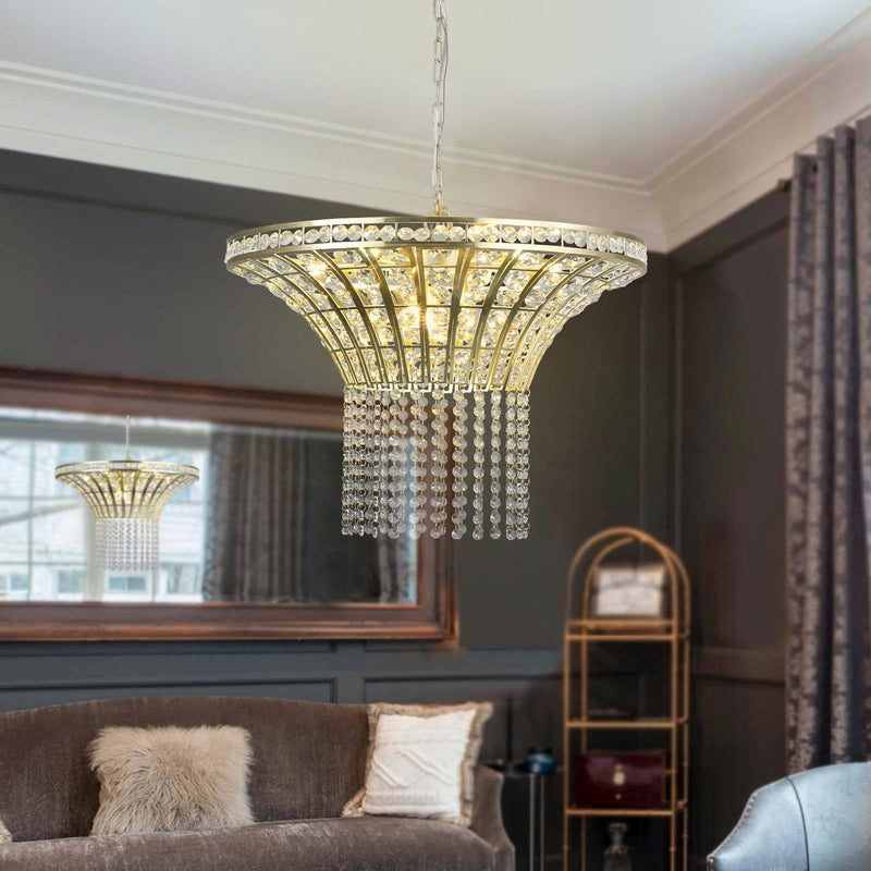 Luxury Crystal Waterfall Chandelier, 8-Light Modern