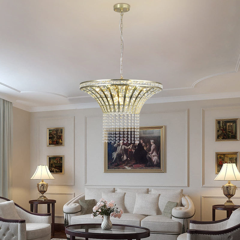 Luxury Crystal Waterfall Chandelier, 8-Light Modern