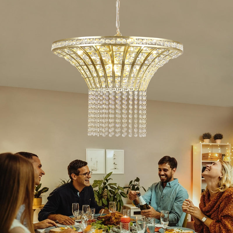 Luxury Crystal Waterfall Chandelier, 8-Light Modern