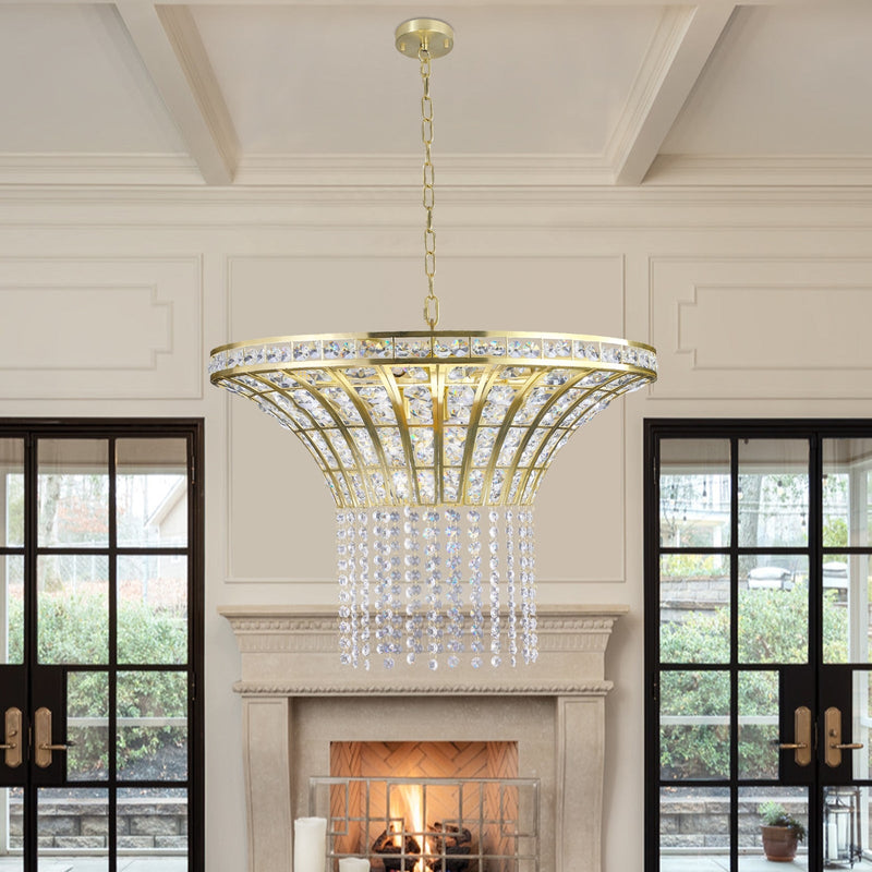 Luxury Crystal Waterfall Chandelier, 8-Light Modern