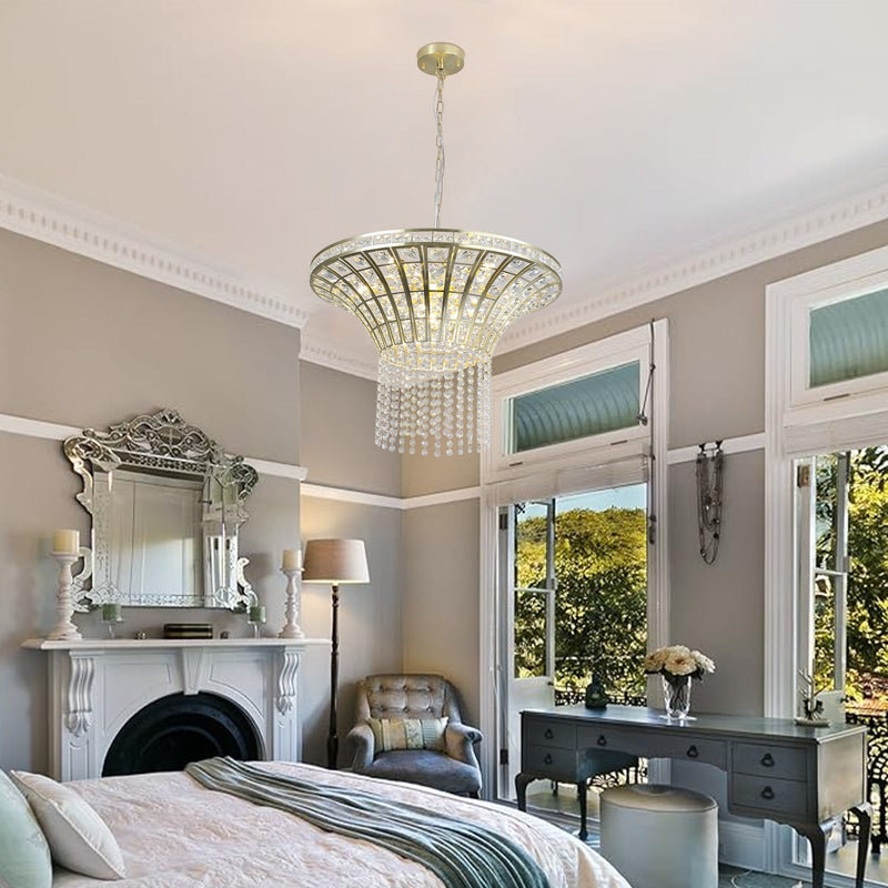 Luxury Crystal Waterfall Chandelier, 8-Light Modern