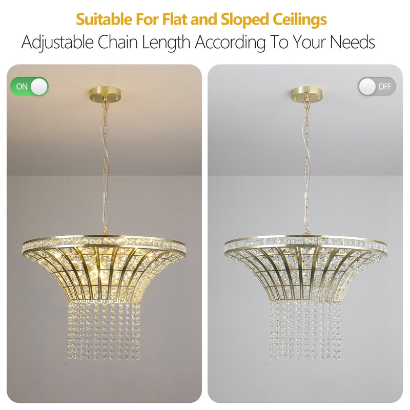Luxury Crystal Waterfall Chandelier, 8-Light Modern