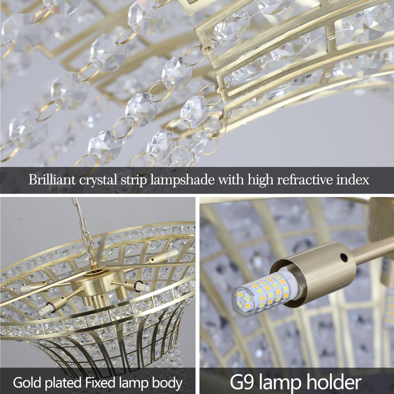 Luxury Crystal Waterfall Chandelier, 8-Light Modern