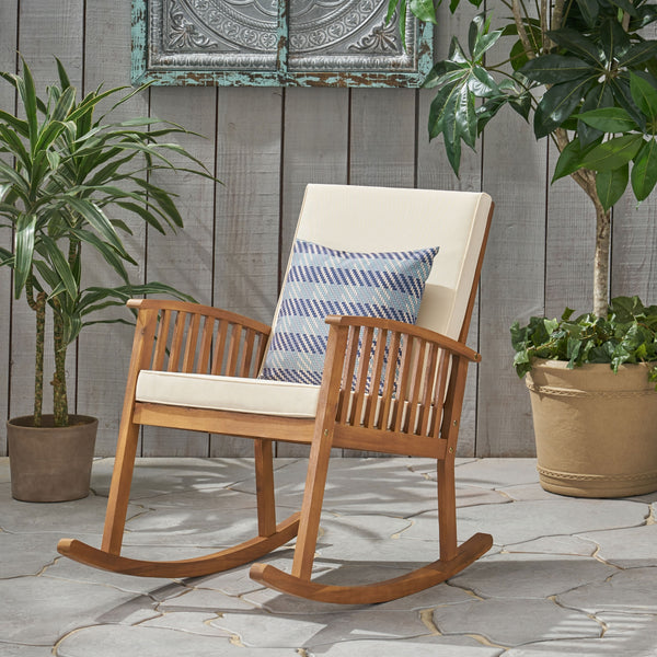 Acacia Wood Rocking Chair for Outdoor Relaxation