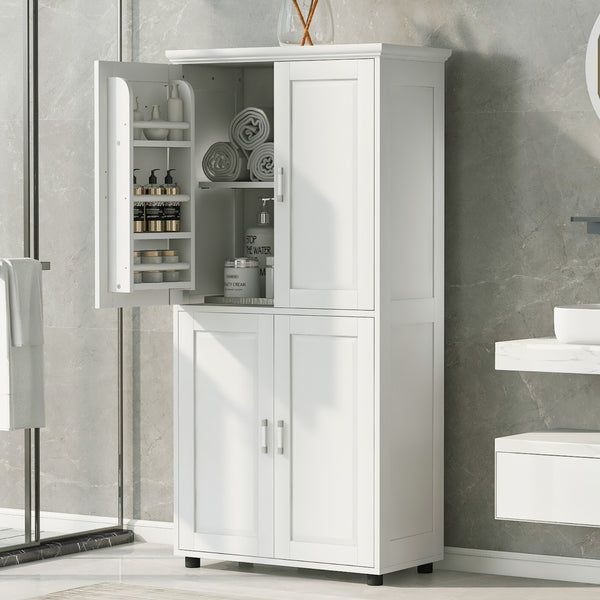 Tall Bathroom Storage Cabinet with 4 Doors – Freestanding