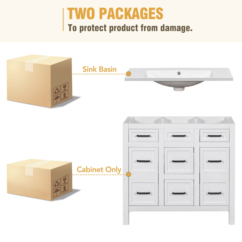 36" Bathroom Vanity with Sink & Storage Drawers