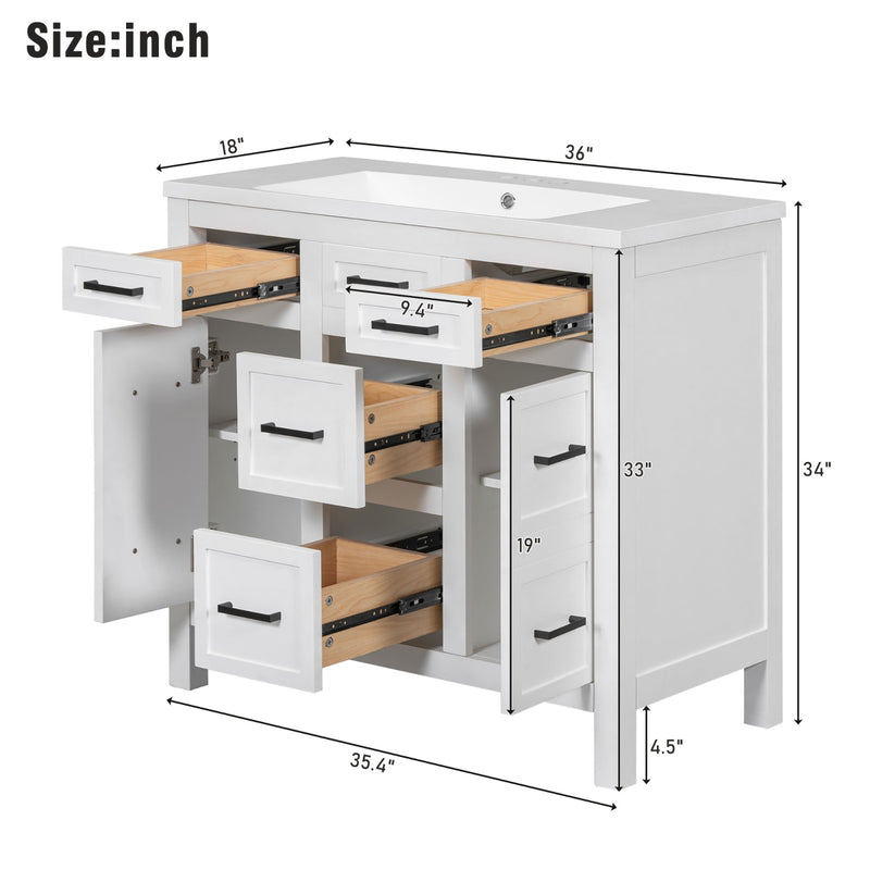 36" Bathroom Vanity with Sink & Storage Drawers