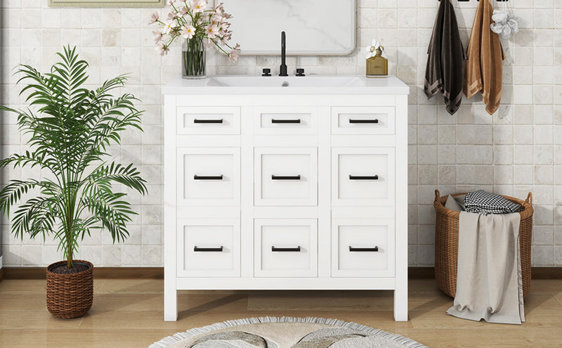 36" Bathroom Vanity with Sink & Storage Drawers