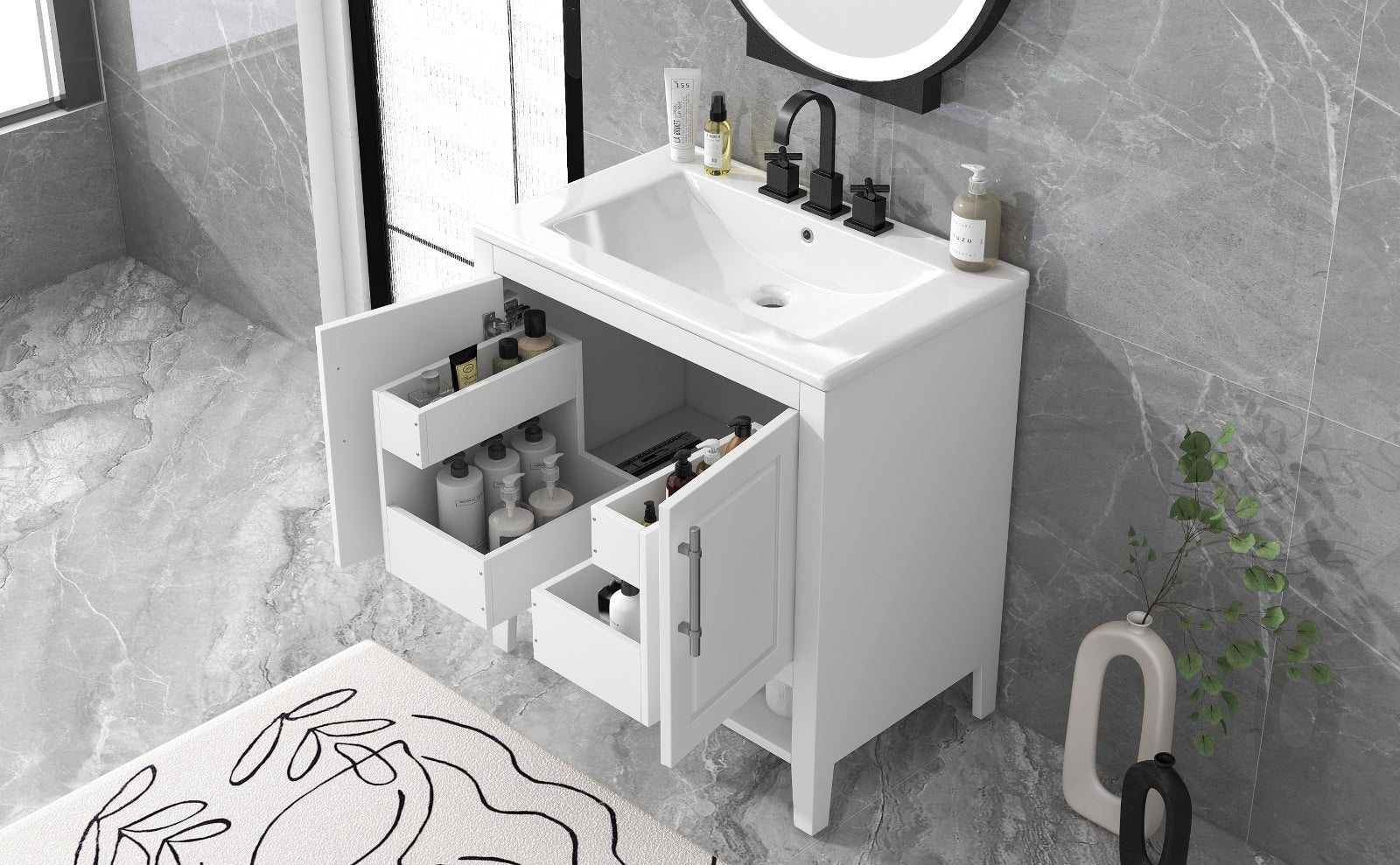 30" Bathroom Vanity with Sink & Solid Frame Cabinet