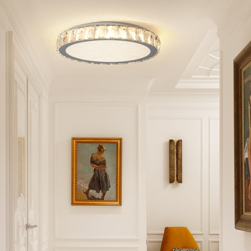 Crystal LED Ceiling Light, 19.7" Flush Mount, 45W Dimmable