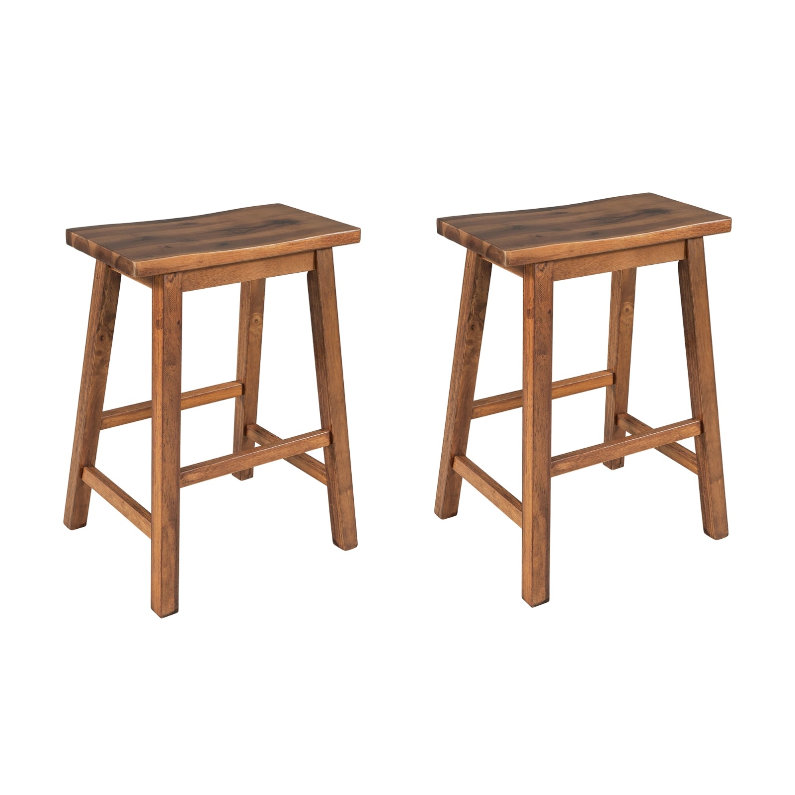 Farmhouse Counter Height Bar Stools, Set of 2, Walnut
