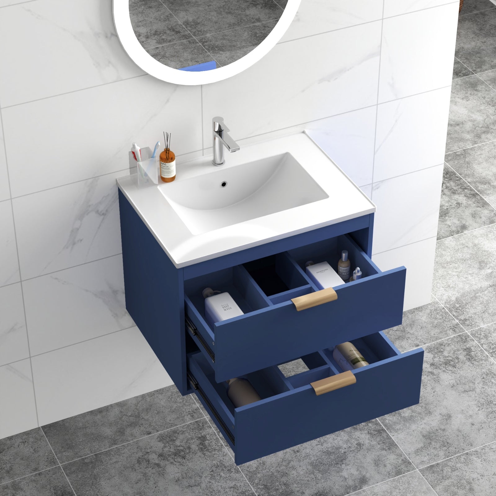 24" Floating Bathroom Vanity with Sink & Soft Close Doors