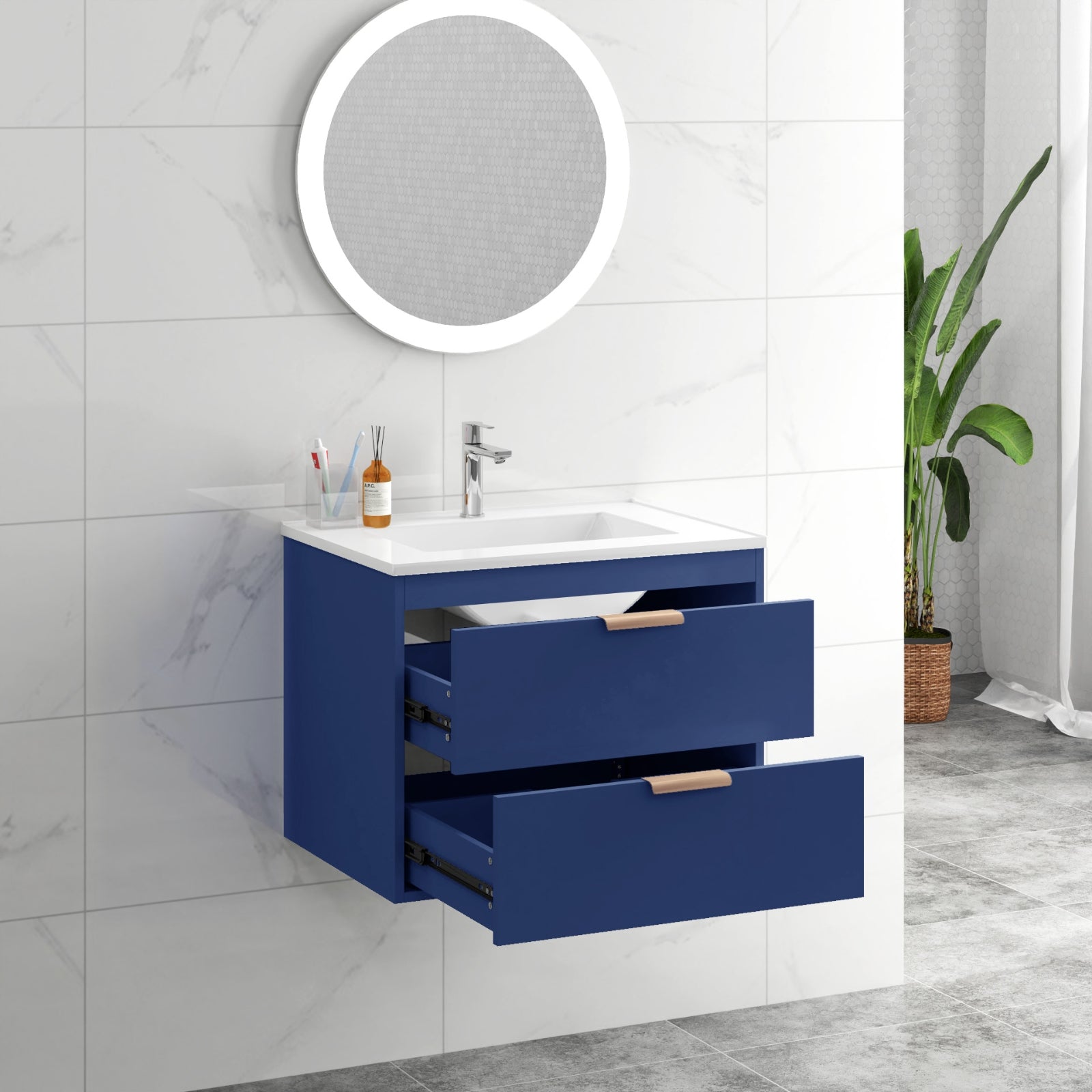 24" Floating Bathroom Vanity with Sink & Soft Close Doors
