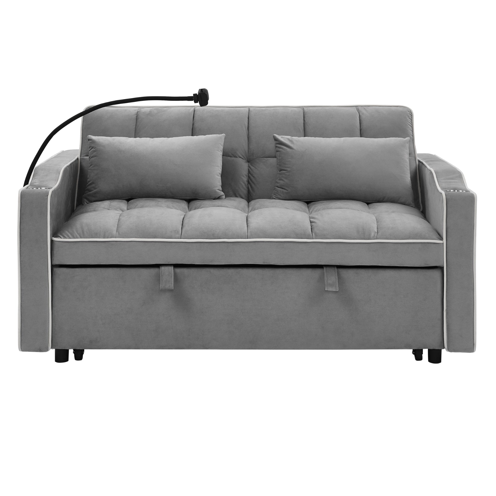 55.51" Foldable Velvet Sofa Bed – Adjustable, Modern Design