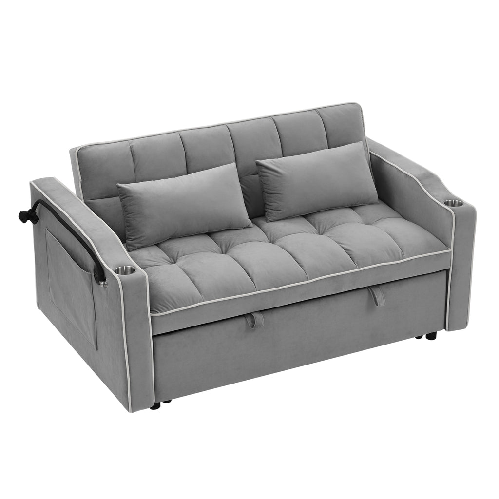 55.51" Foldable Velvet Sofa Bed – Adjustable, Modern Design
