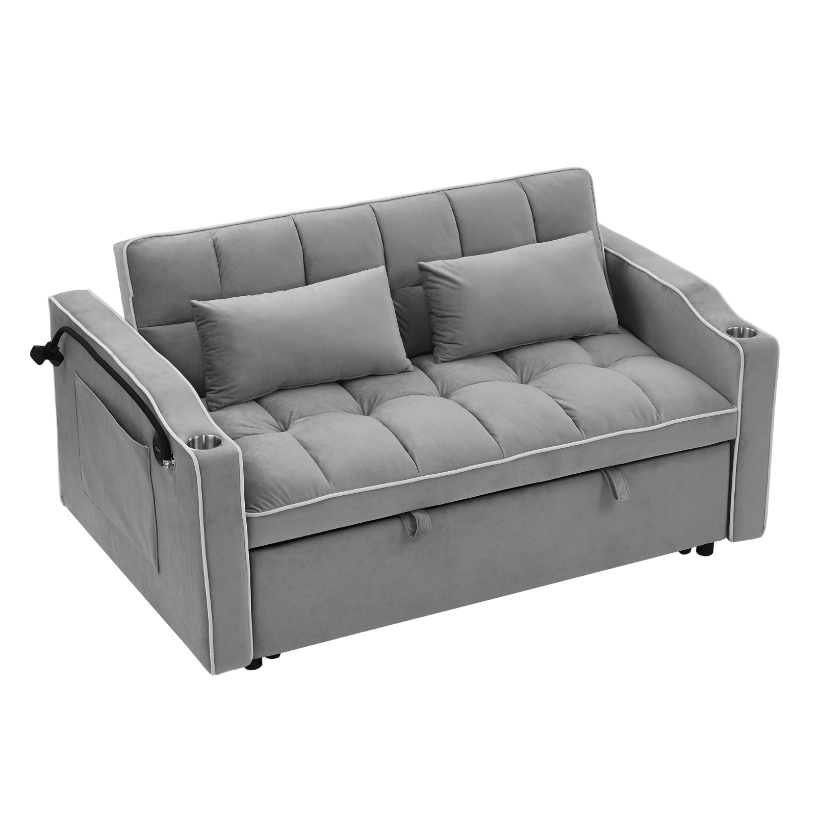 55.51" Foldable Velvet Sofa Bed – Adjustable, Modern Design
