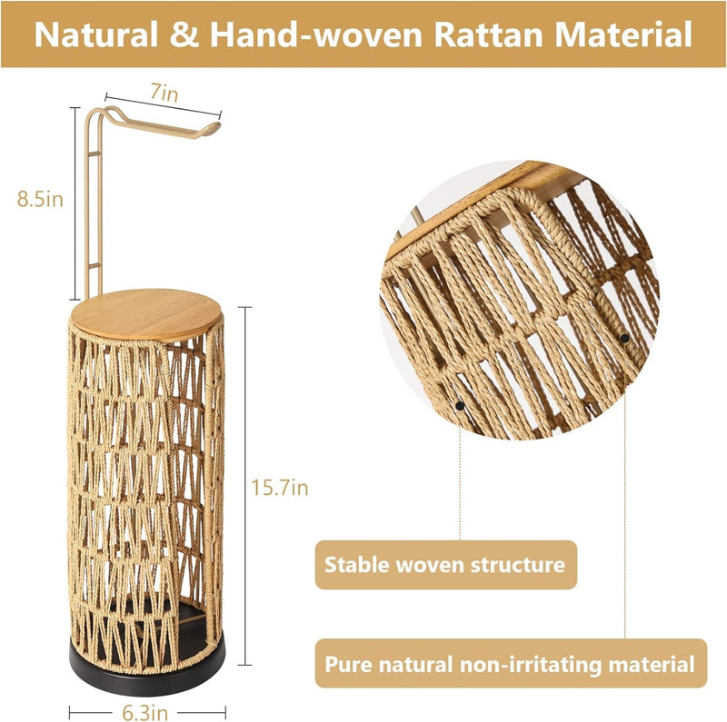 Freestanding Toilet Paper Holder with Storage for Bathroom