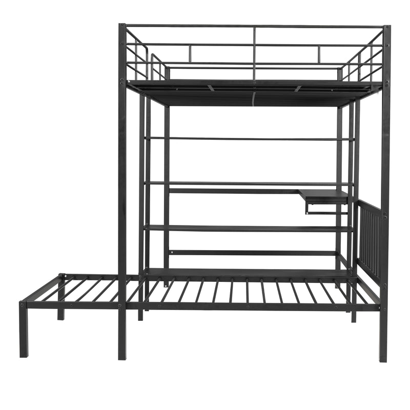 Full Over Twin Bunk Bed with Desk, Shelves & Ladder