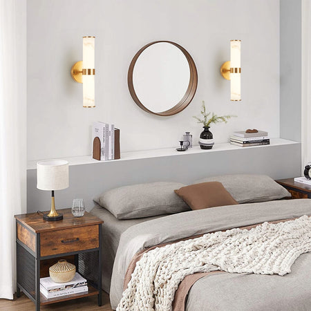 Golden Resin Wall Sconce Set of 2, Modern Vertical Light Fixture
