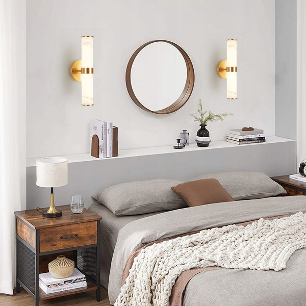 Golden Resin Wall Sconce Set of 2, Modern Vertical Light Fixture