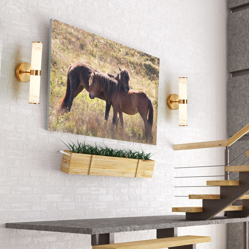 Golden Resin Wall Sconce Set of 2, Modern Vertical Light Fixture