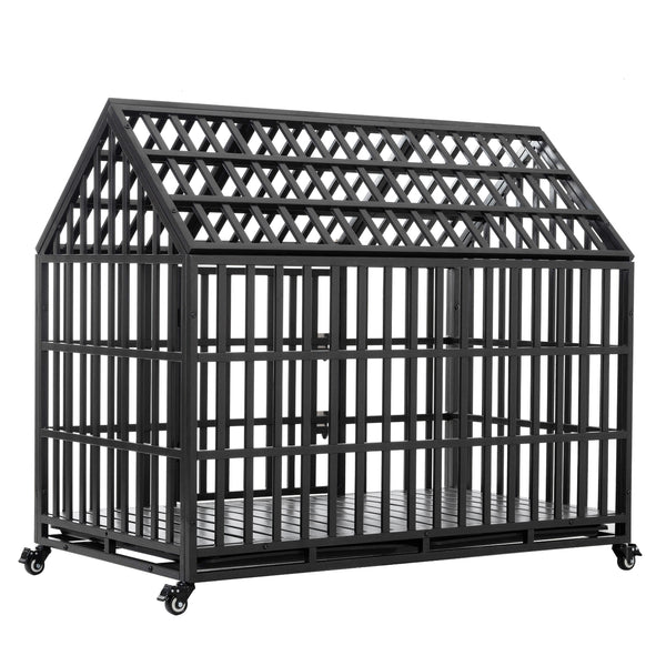 Heavy Duty Metal Dog Crate for Large Dogs, 52" with 4 Locks