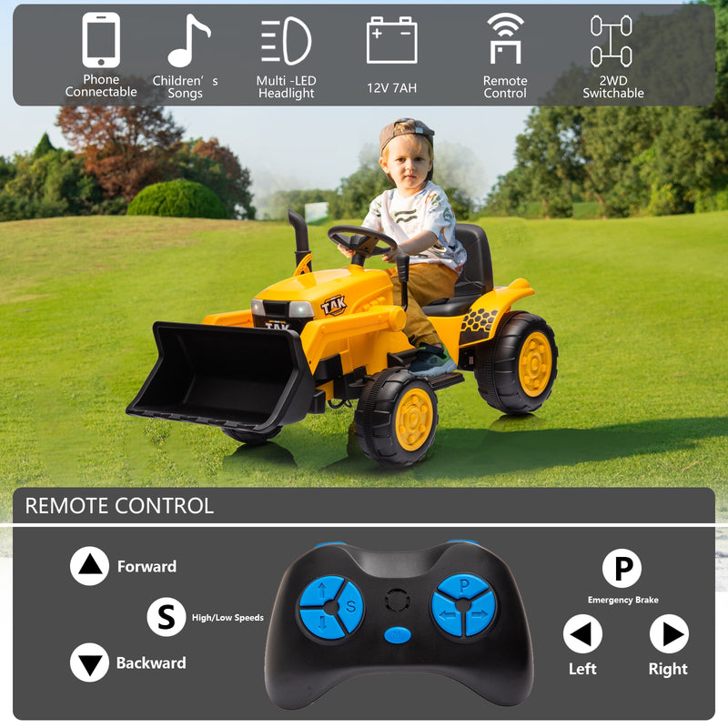 12V Kids Ride-On Excavator - Electric Excavator Toy