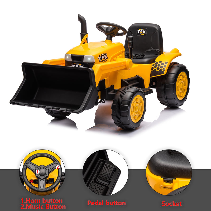 12V Kids Ride-On Excavator - Electric Excavator Toy