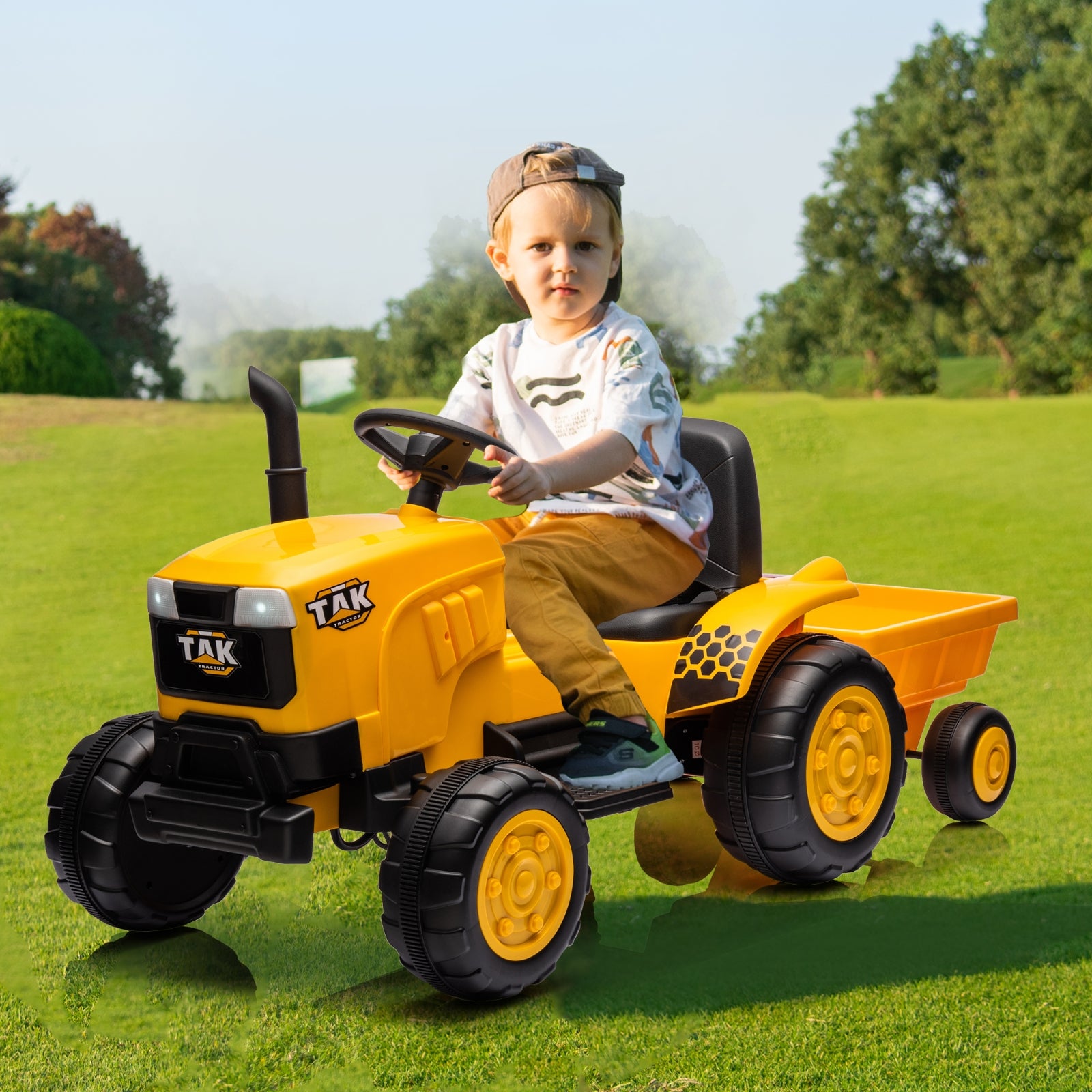 12V Kids Ride-On Tractor - Electric Excavator Toy