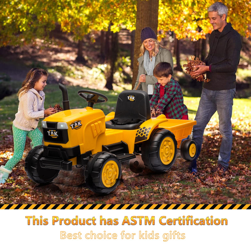 12V Kids Ride-On Tractor - Electric Excavator Toy