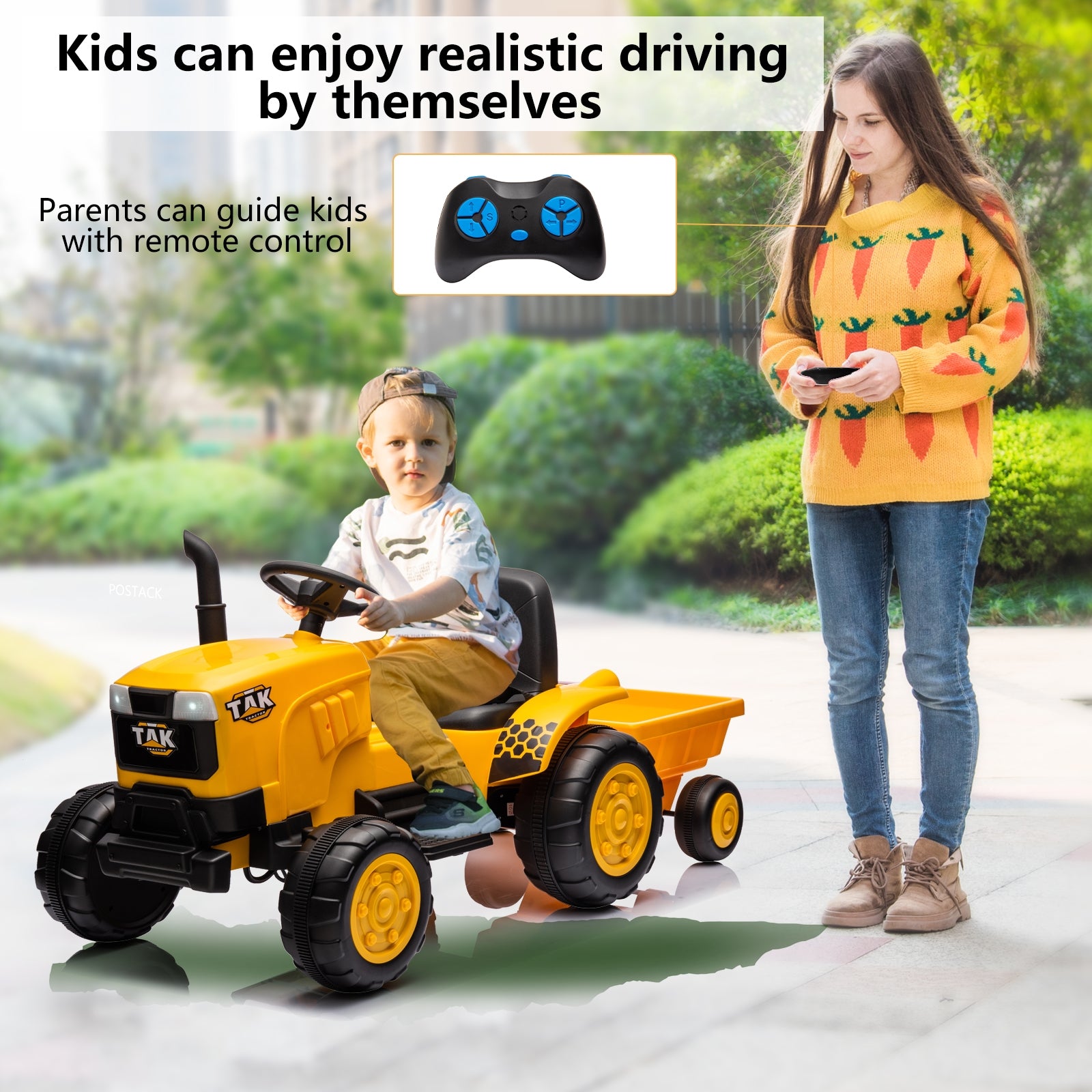 12V Kids Ride-On Tractor - Electric Excavator Toy
