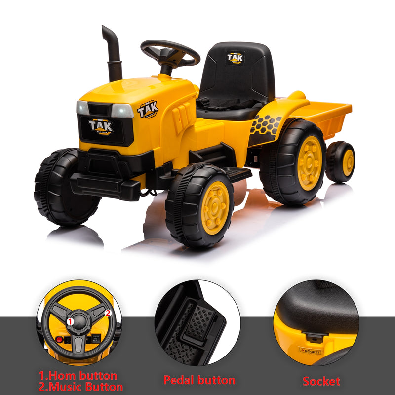 12V Kids Ride-On Tractor - Electric Excavator Toy