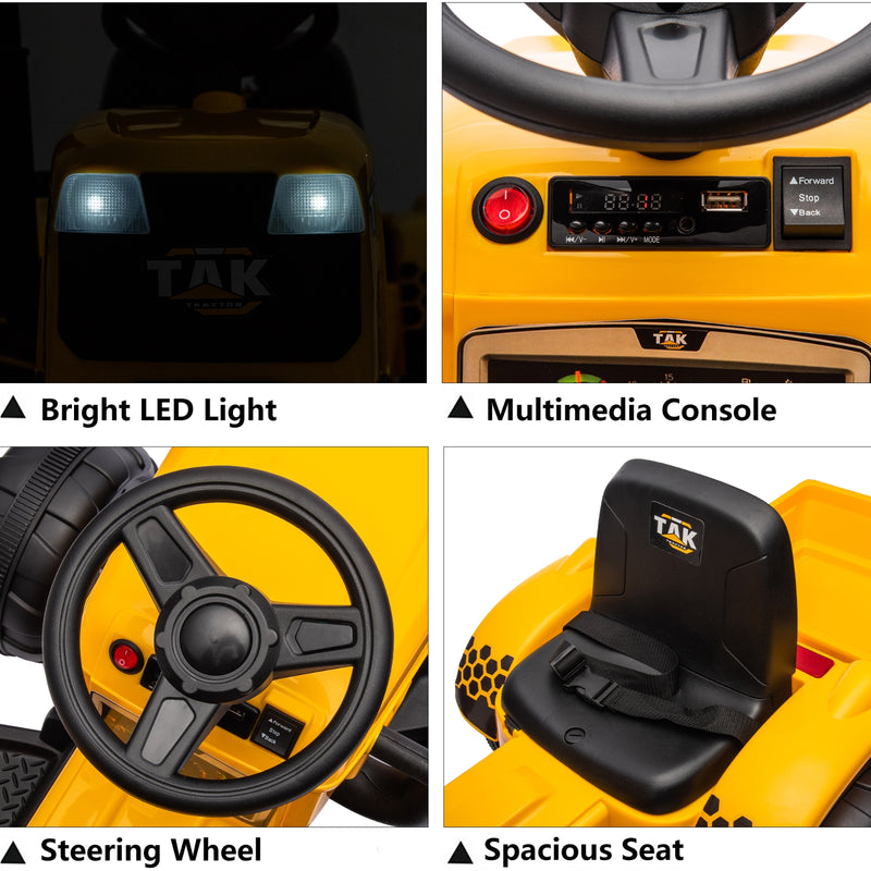 12V Kids Ride-On Tractor - Electric Excavator Toy