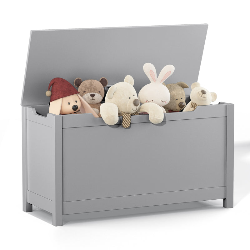 Kids Wooden Toy Box with Safety Hinged Lid Storage
