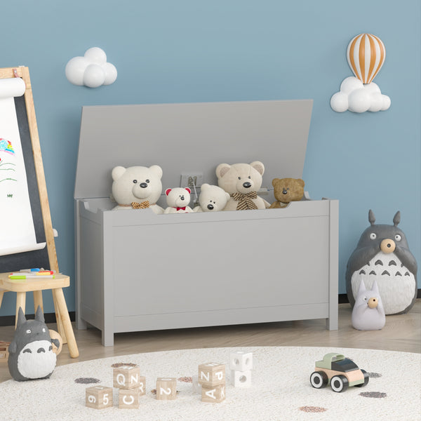 Kids Wooden Toy Box with Safety Hinged Lid Storage