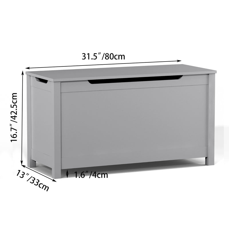 Kids Wooden Toy Box with Safety Hinged Lid Storage