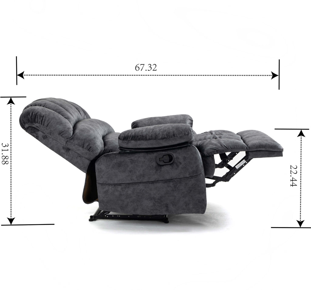 Large Fabric Recliner Chair for Living Room, Gray