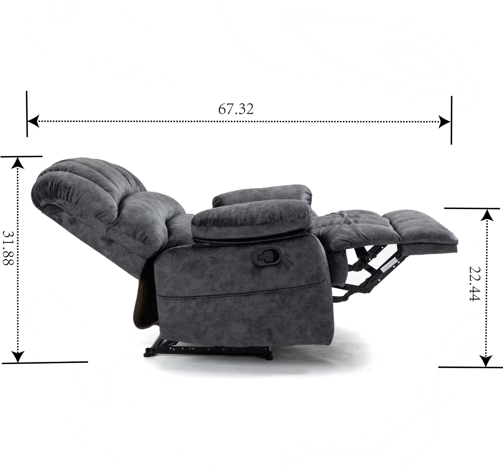Large Fabric Recliner Chair for Living Room, Gray