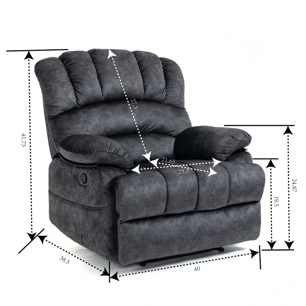 Large Fabric Recliner Chair for Living Room, Gray