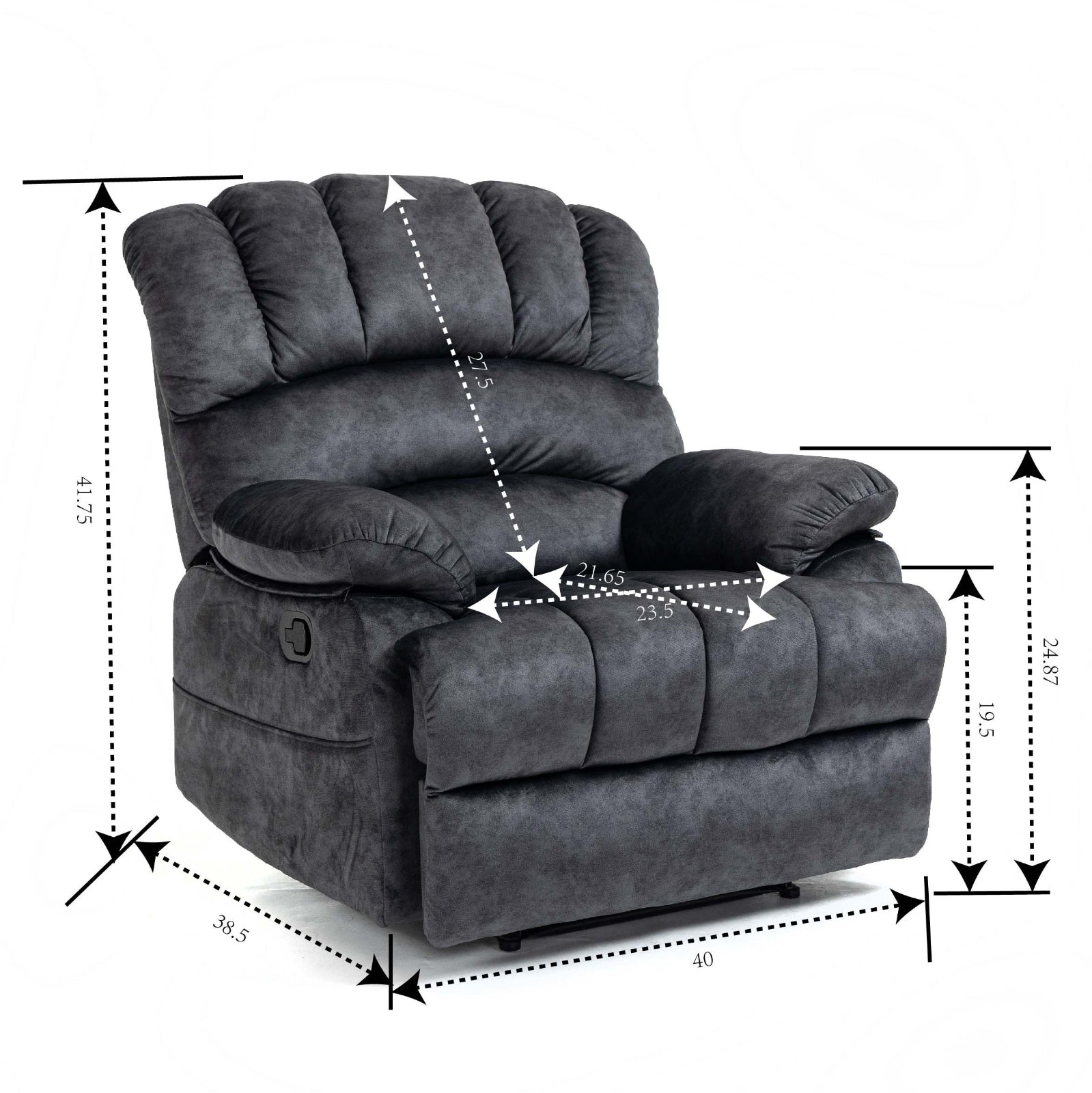 Large Fabric Recliner Chair for Living Room, Gray