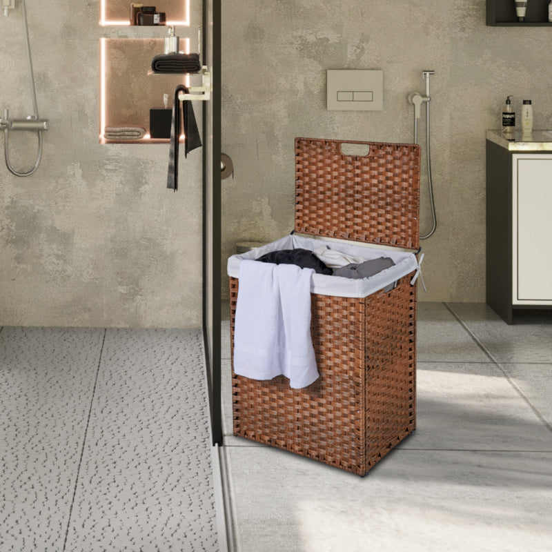 100L Laundry Hamper with Lid & Removable Bags - PE Rattan